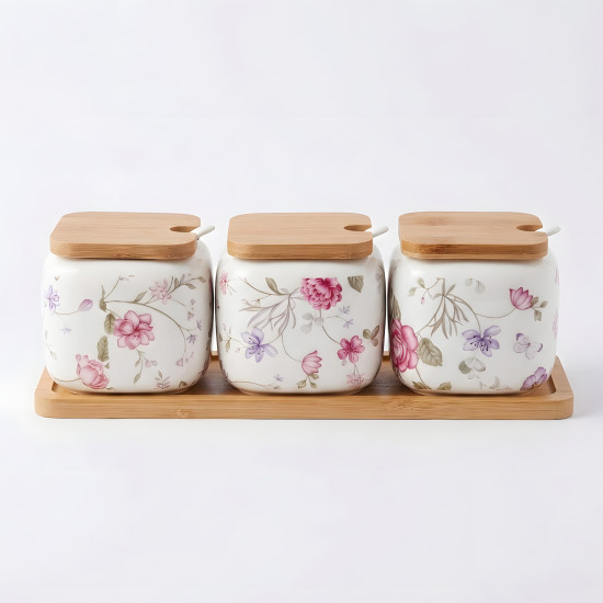 Porcelain Spice Jar Set - 3 Pcs